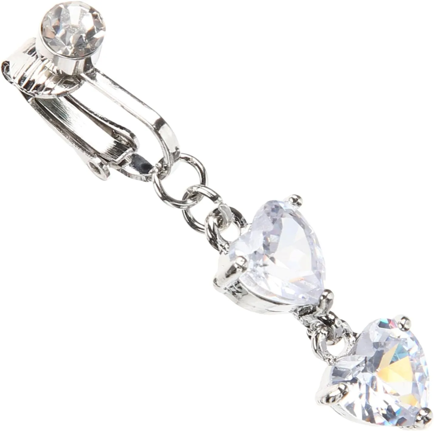 GALPADA Dangle Belly Button Ring with Zircon Non Piercing Navel Ring for Women Body Jewelry Accessory for Fashion Lovers Sparkly and Unique Design