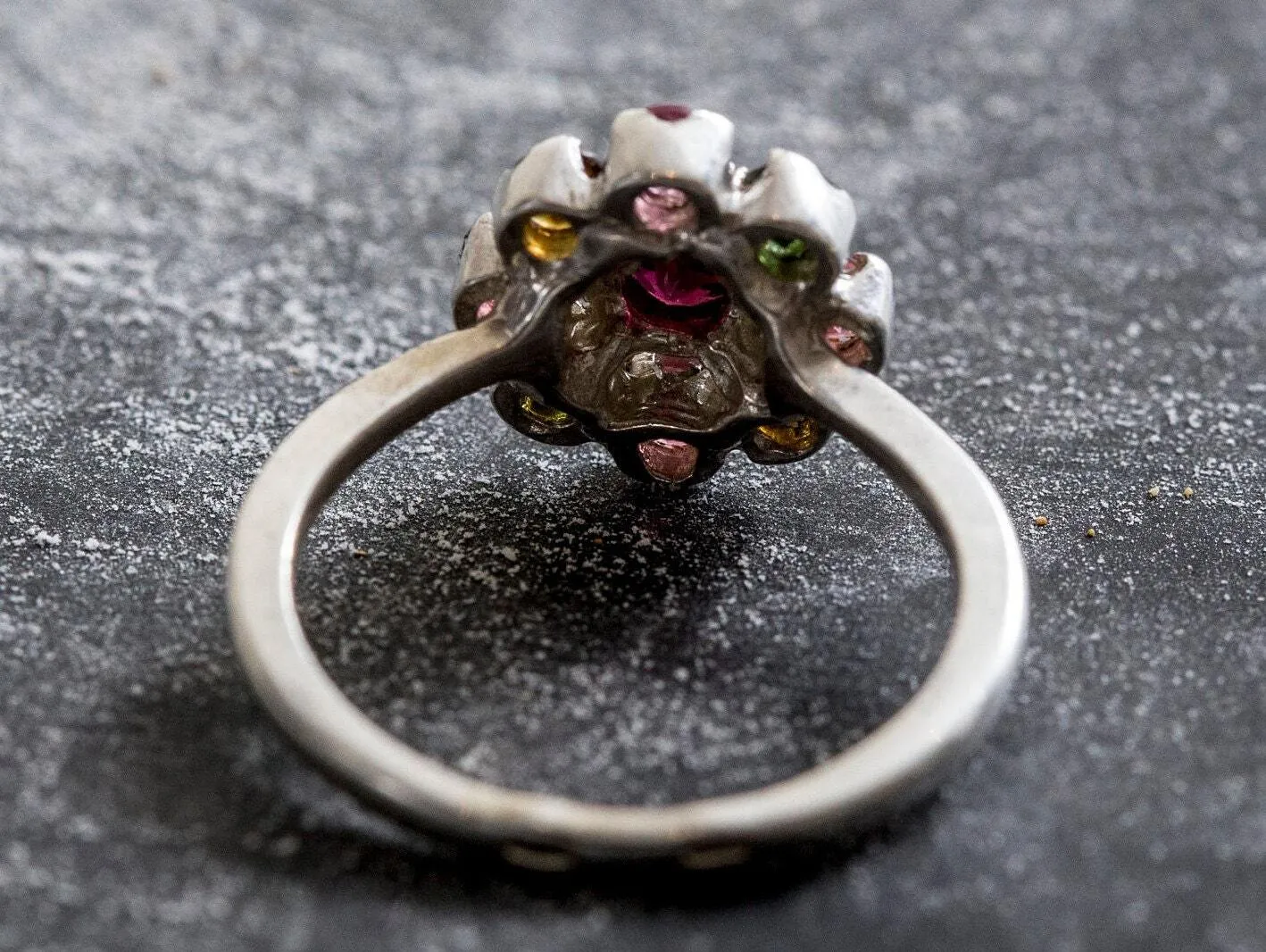 Garnet Flower Ring - Tourmaline Ring - Colorful Cocktail Ring