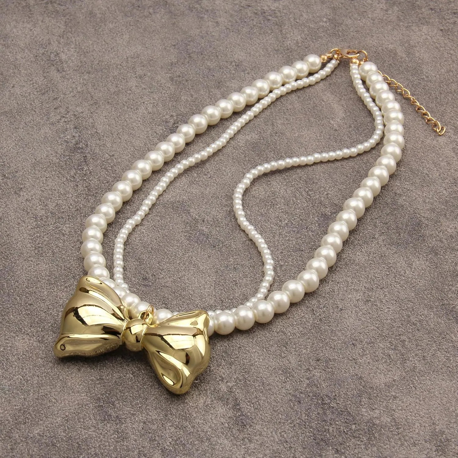 GelConnie Boho Necklaces for Women Layered Beaded Necklaces Pearl Sweater Necklace Turquoise Chunky Necklace Adjustable Choker Necklace for Women