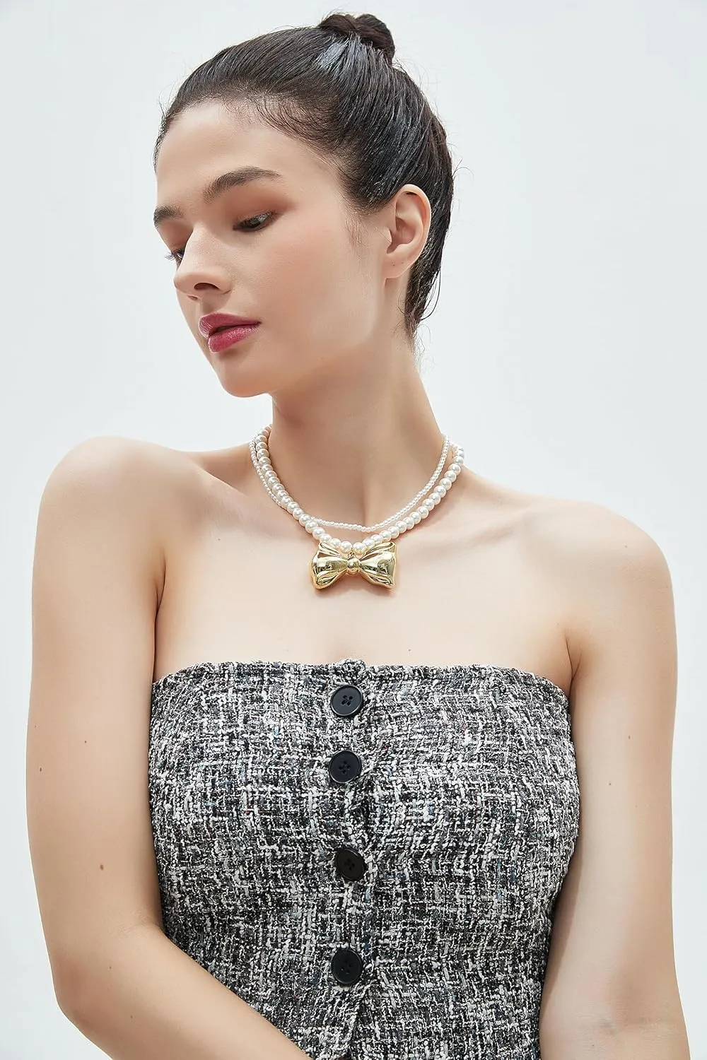 GelConnie Boho Necklaces for Women Layered Beaded Necklaces Pearl Sweater Necklace Turquoise Chunky Necklace Adjustable Choker Necklace for Women