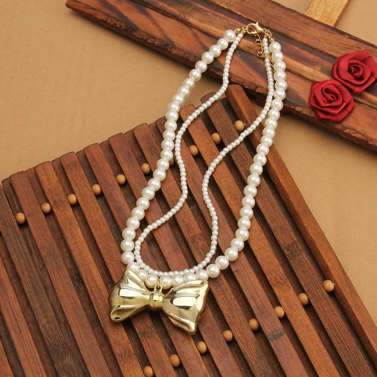 GelConnie Boho Necklaces for Women Layered Beaded Necklaces Pearl Sweater Necklace Turquoise Chunky Necklace Adjustable Choker Necklace for Women