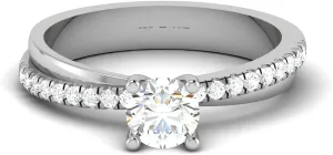GEMHUB Couples Promise Ring White Gold 14k 0.65 CARAT Round Cut Solitaire with Accents Diamond G VS1 Lab Created Size 4 5 6