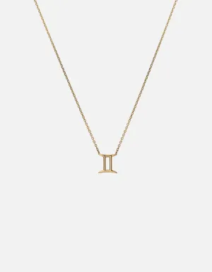 Gemini Astro Pendant Necklace, 14k Gold