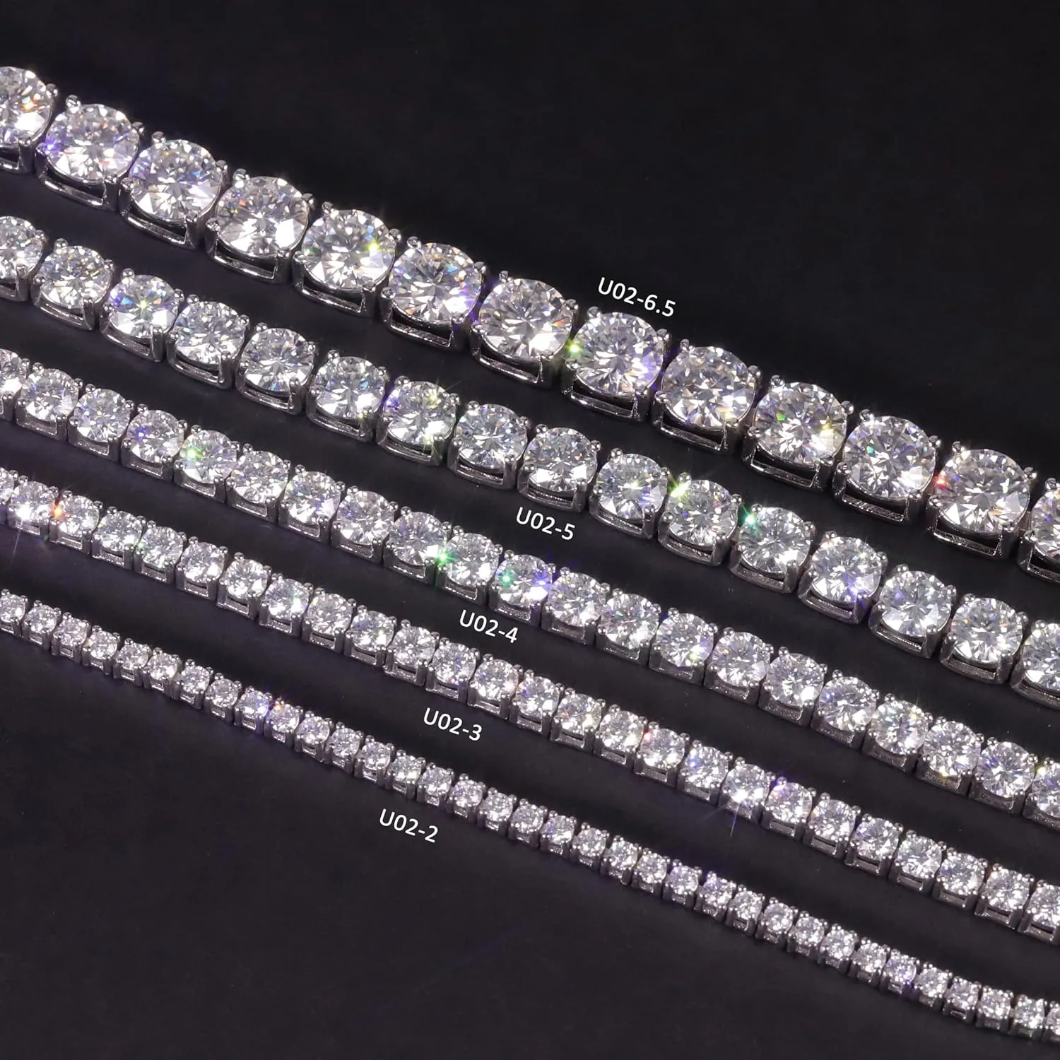 Gem's Beauty 4.59-112.00CT Moissanite Tennis necklaces Gifts 2-6.5mm D Color Round Cut Diamond Tennis necklace