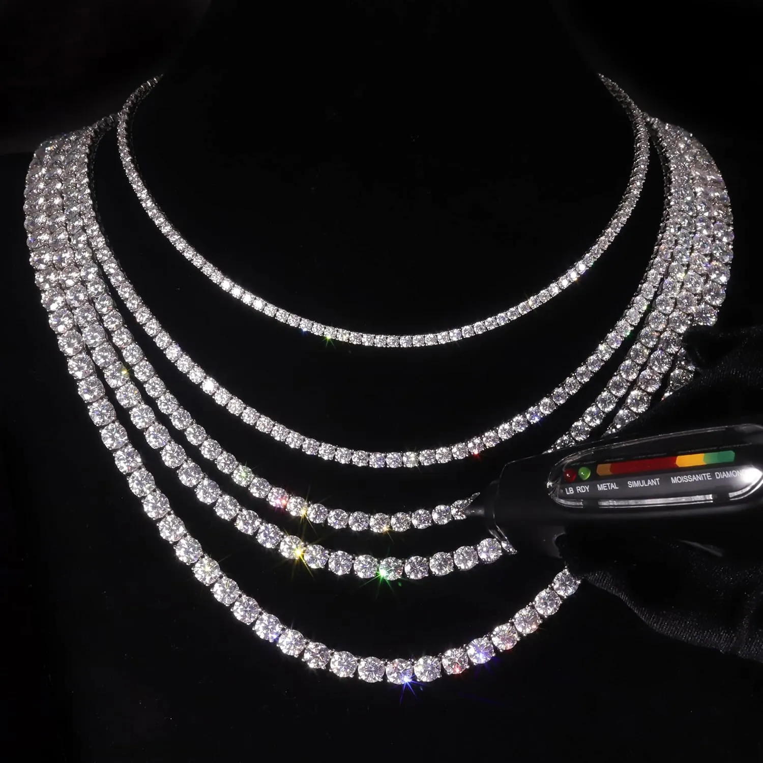 Gem's Beauty 4.59-112.00CT Moissanite Tennis necklaces Gifts 2-6.5mm D Color Round Cut Diamond Tennis necklace