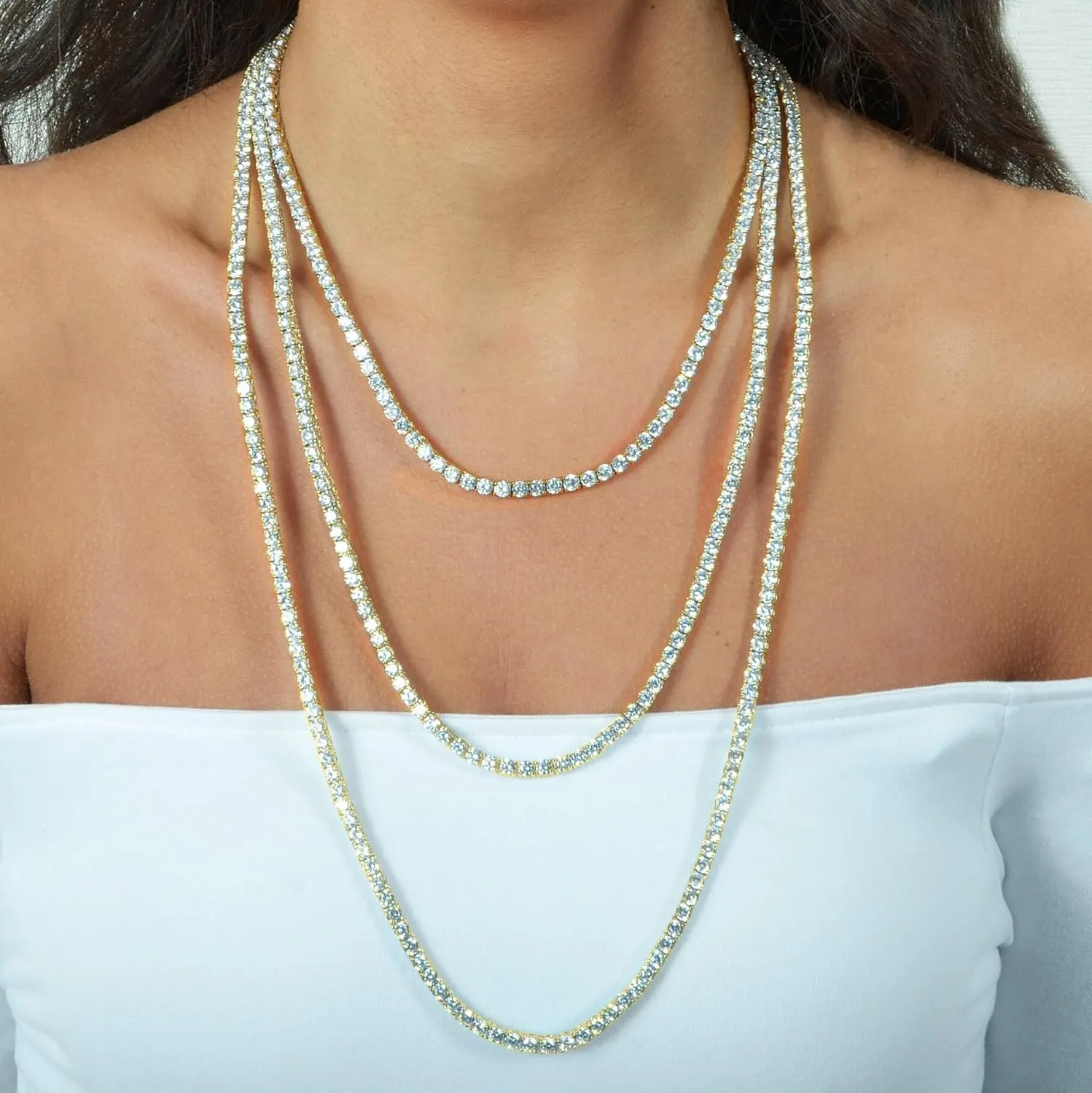 Gem's Beauty 4.59-112.00CT Moissanite Tennis necklaces Gifts 2-6.5mm D Color Round Cut Diamond Tennis necklace
