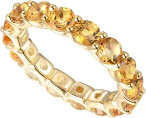 Gemstone Eternity Band Ring, 14K Rose Gold-plated Sterling Silver/14K Gold-plated Sterling Silver/Sterling Silver, Round Stones, Birthstone Rings for Women (4 mm stone)