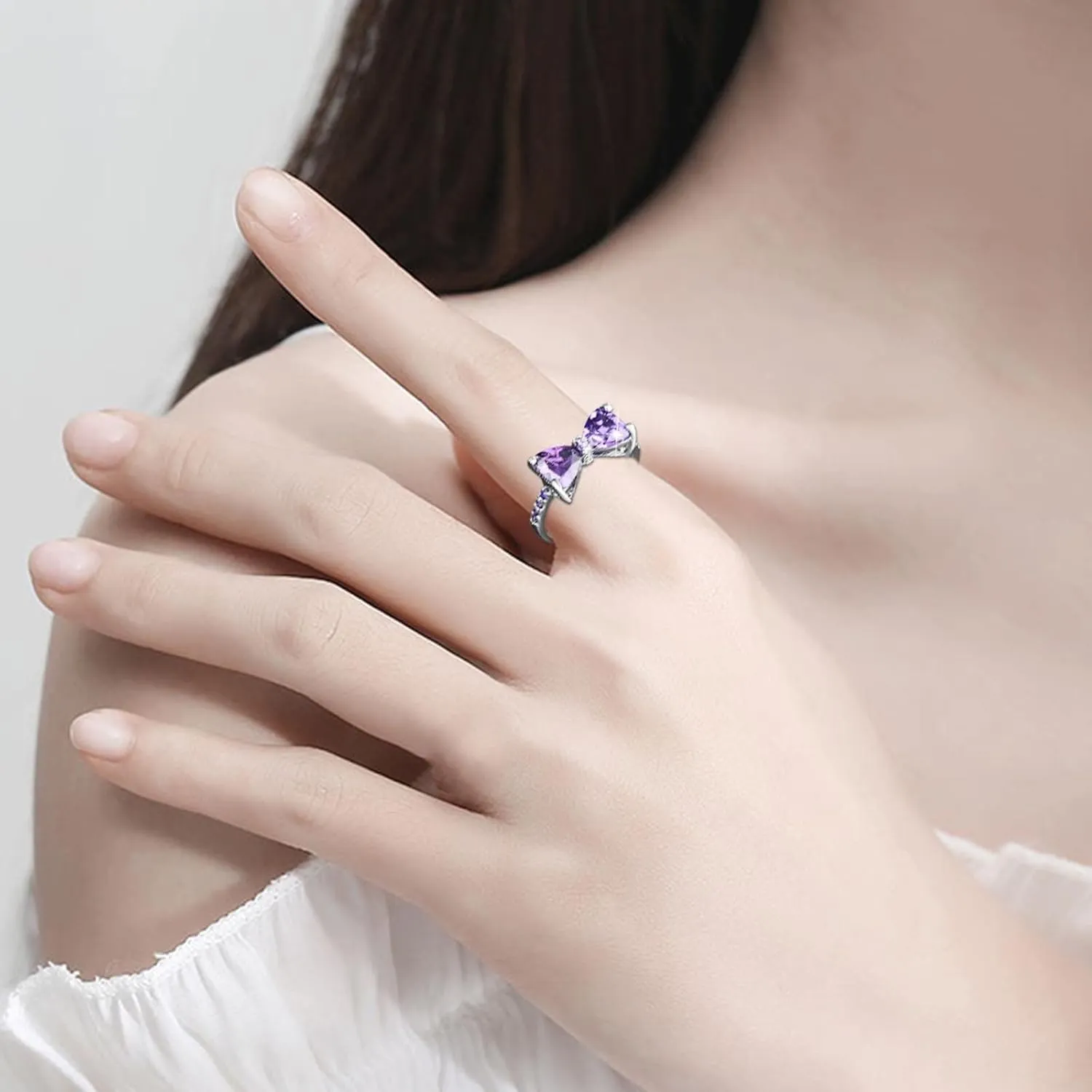 Gemstone Rings Sterling Silver Moissanite Rings Wedding Engagement Promise Ring for Her