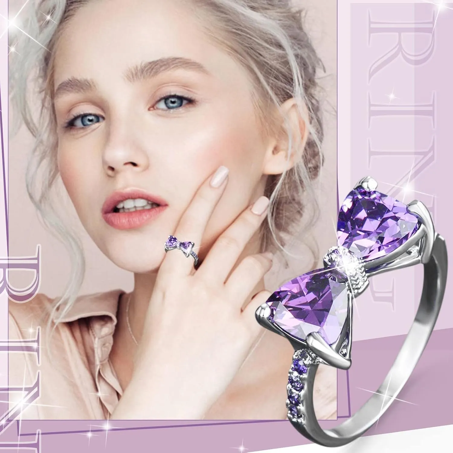 Gemstone Rings Sterling Silver Moissanite Rings Wedding Engagement Promise Ring for Her