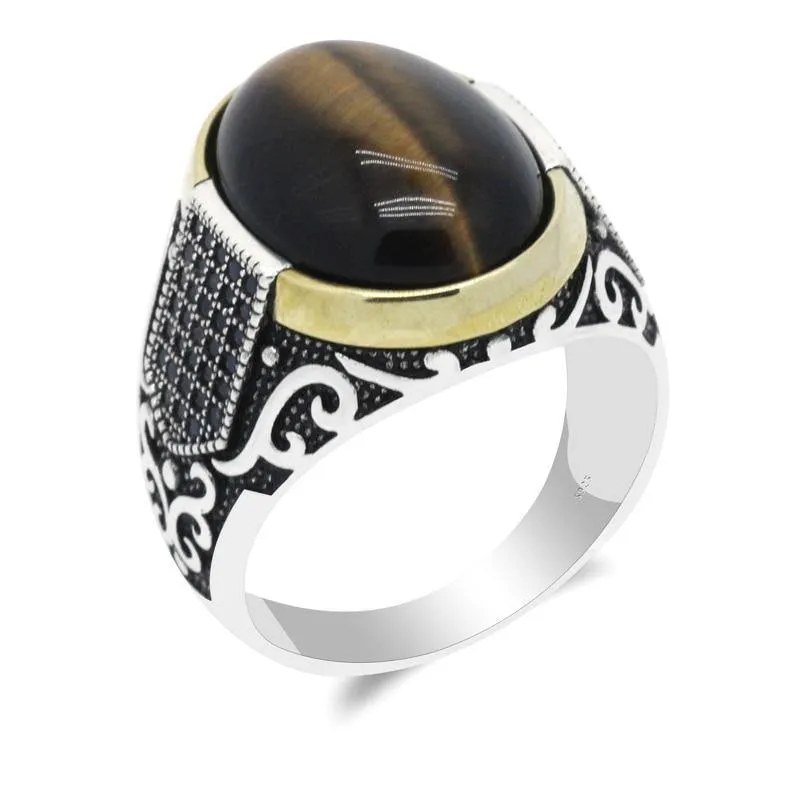 Genuine Antique Tiger Eye Jewelry Ring