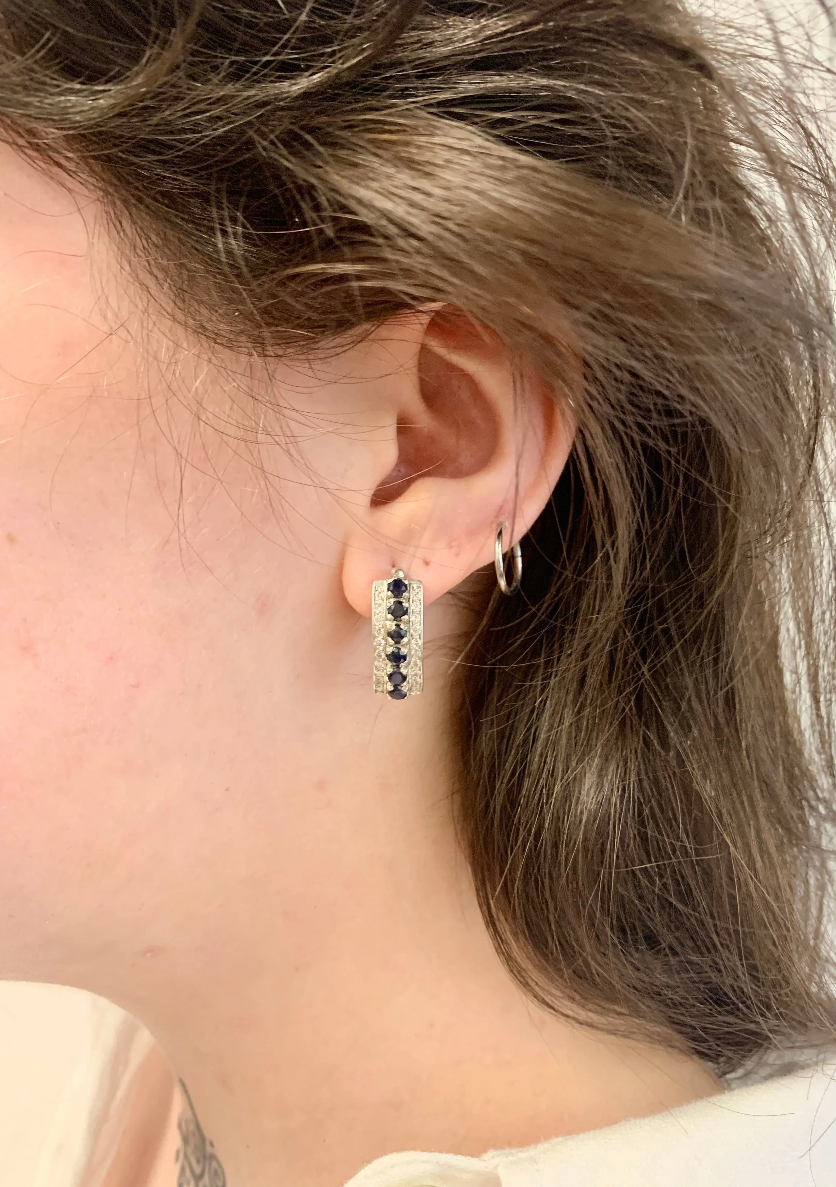 Genuine Sapphire Earrings - Blue Bar Earrings, Long Blue Earrings