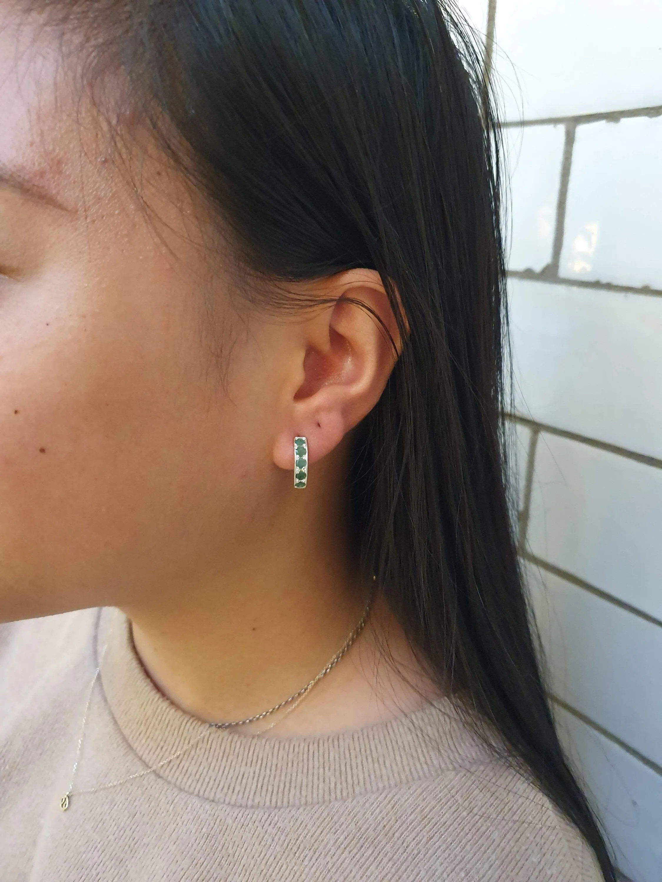 Genuine Topaz Earrings - Colorful Gem Earrings - Multistone Huggies