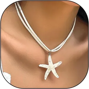 GIGB PBDK Chunky Starfish Pendant Necklaces, Double Layered White Velvet Ribbon Choker Necklaces, Boho Beach Vacation Jewelry Gifts for Women