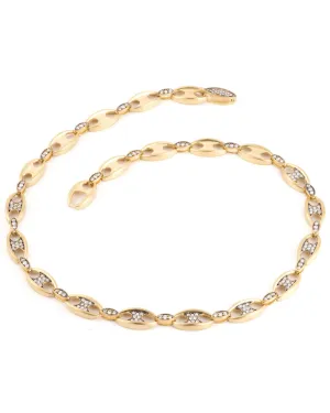 Gold and Diamond Oval Link Necklace