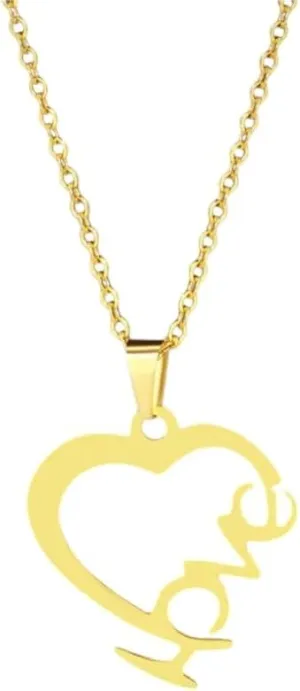 Gold Color Stainless Steel Heart Pendant Necklace For Women Fashion Letter Kiss Chains Choker Collares Goth Jewelry PTPNU1086