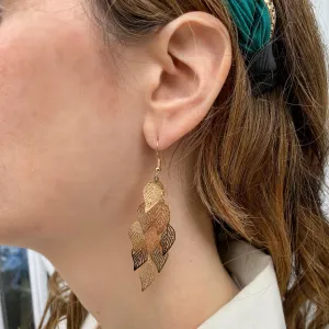 Gold Dangly Earrings Boho Earrings Leaf