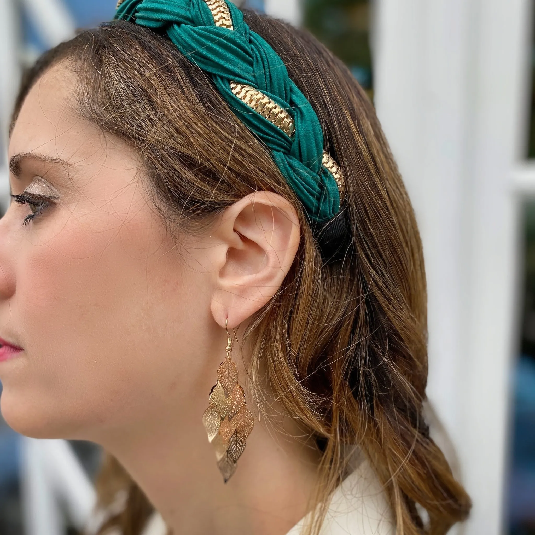 Gold Dangly Earrings Boho Earrings Leaf