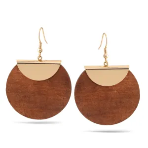 GOLD NATURAL WOOD EARRINGS#SQ321-0926-6E (LA9)