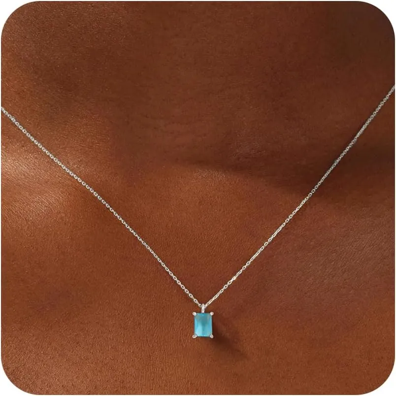 Gold Necklace for Women - 18K Gold Plated Birthstone Necklace Diamond Necklaces Mothers Dainty Gold Pendant Necklaces Birthday Gifts for Women Jewelry