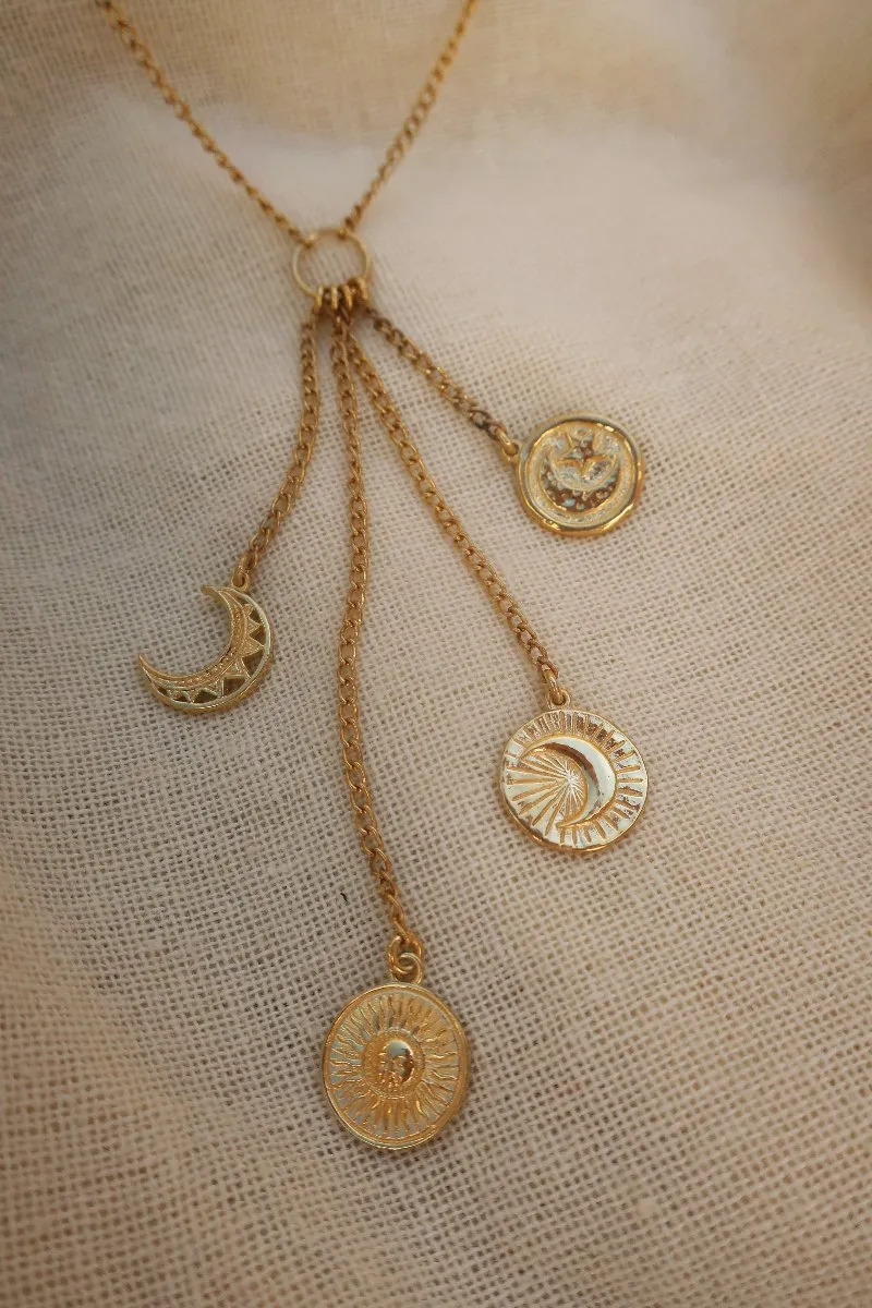 Gold Sun, Moon & Star Charm Necklace