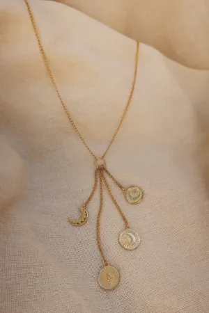 Gold Sun, Moon & Star Charm Necklace