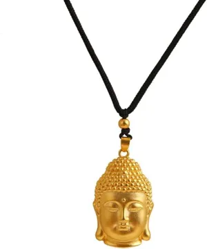 Golden Bless All ?? 18k Real Gold Plating 3D Buddha Pendant Necklace Double-Faced Carve Lucky Style Jewelry