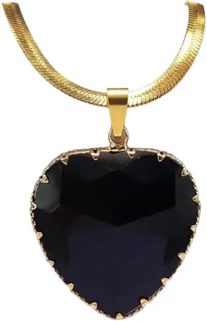 Goth Black Heart Necklace For Women Stainless Steel Snake Blade Chain Vintage Choker Necklace Jewelry Gifts Collares Para PTPNU0230