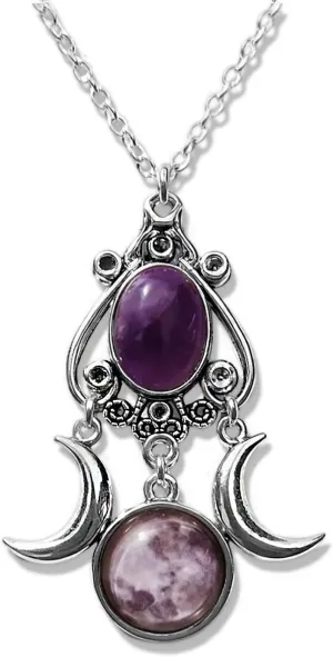 Goth Black Red Purple Moon Necklaces Witch Accessories for Women Halloween Gothic Jewelry Emo Necklace Vampire Crystal Necklaces