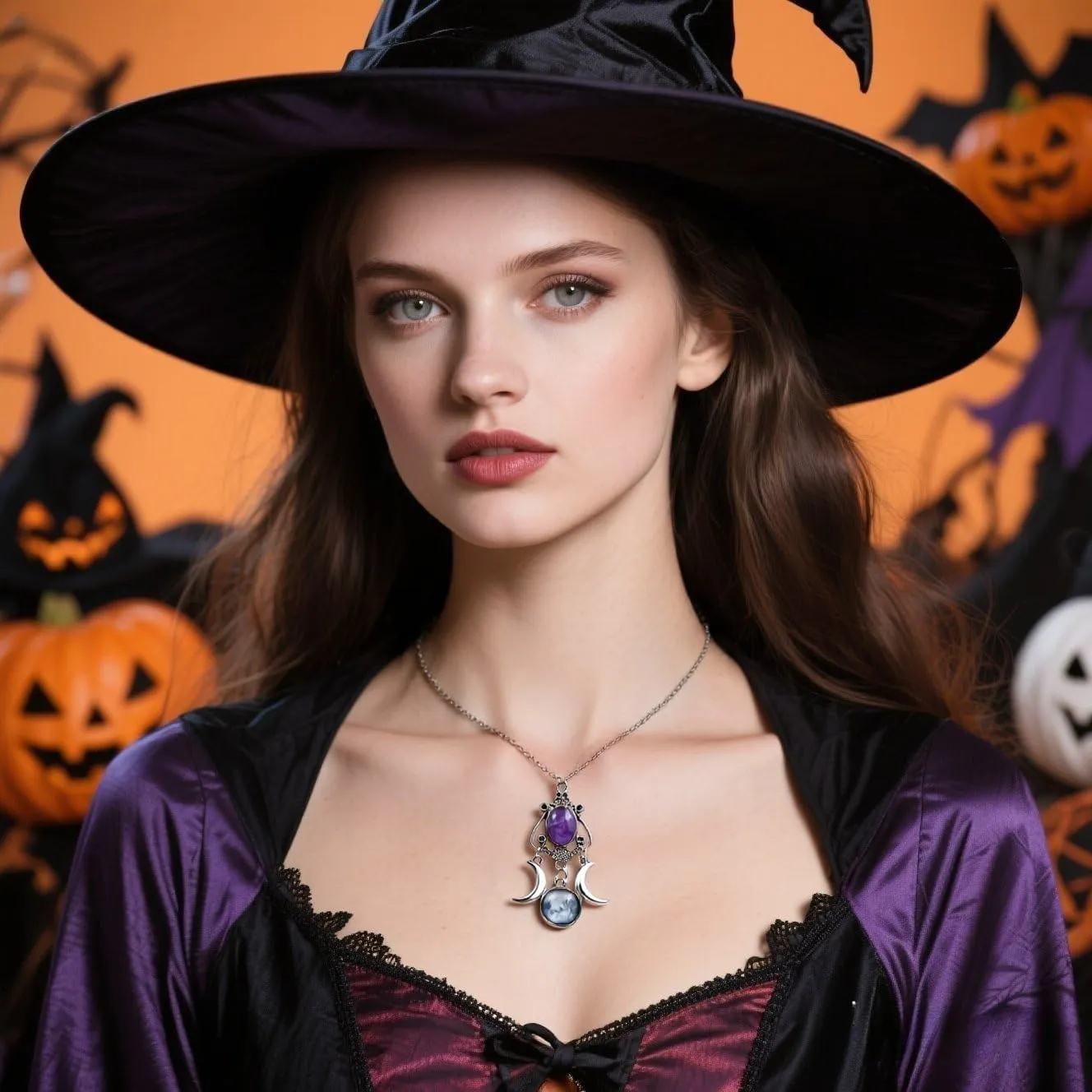 Goth Black Red Purple Moon Necklaces Witch Accessories for Women Halloween Gothic Jewelry Emo Necklace Vampire Crystal Necklaces