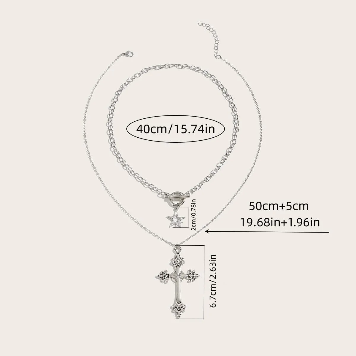 Gothic Cross Necklace for Women Exaggerate Large Cross Pendant Necklace Gothic Layered Choker Necklaces Punk Goth Emo Grunge Y2k Necklaces for Women