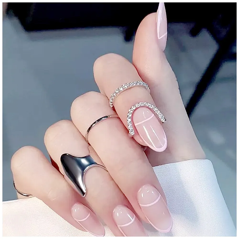 Gothic Metal Line Thin Nail Rings Daily Fingertip Protective Cover Trendy Ring