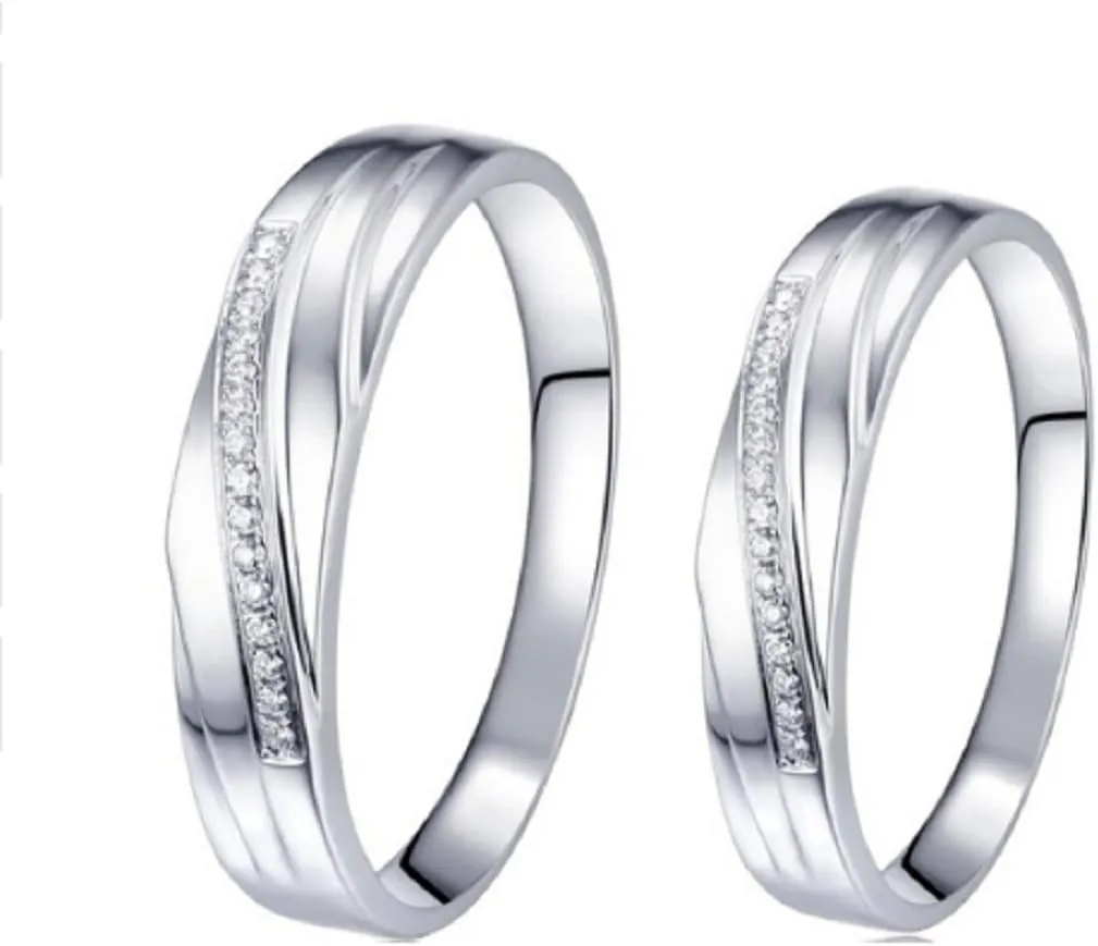 GOWE Rings for Men and Women 0.041CT Round Cut Natural Diamond Ring Couple Rings 18k White Gold