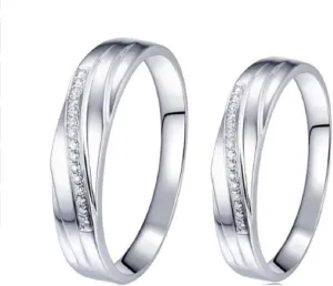 GOWE Rings for Men and Women 0.041CT Round Cut Natural Diamond Ring Couple Rings 18k White Gold