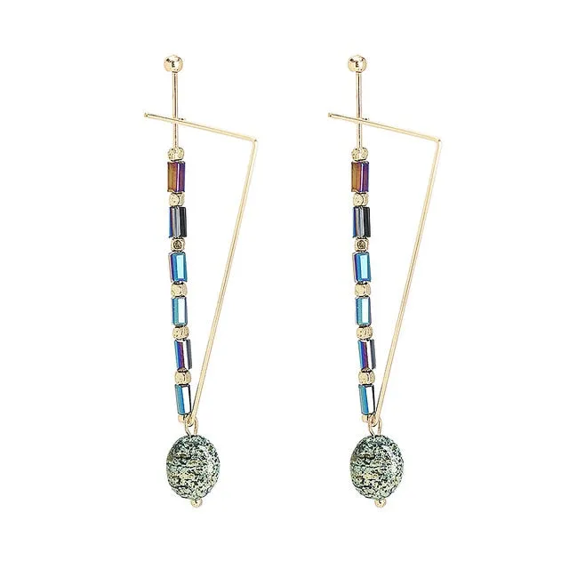 Green Natural Stone Drop Earrings