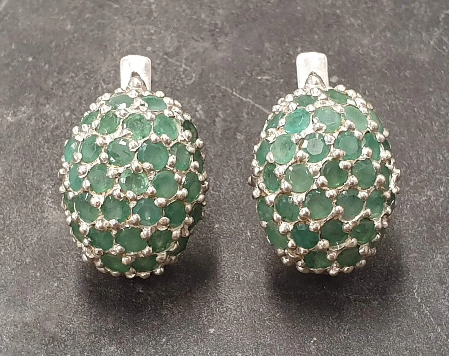 Green Sphere Earrings - Natural Emerald Studs - Vintage Berry Earrings