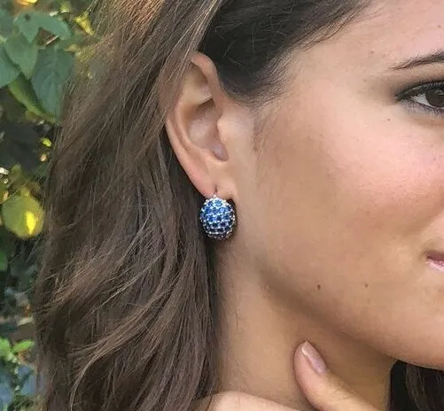 Green Sphere Earrings - Natural Emerald Studs - Vintage Berry Earrings