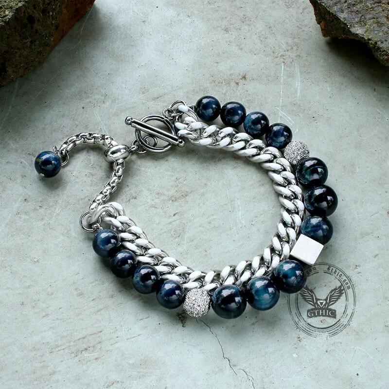 Green Tiger Eye Stainless Steel Bracelet