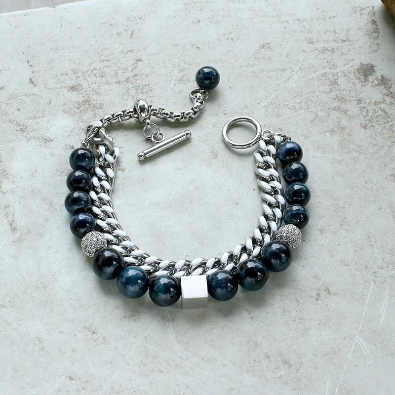 Green Tiger Eye Stainless Steel Bracelet