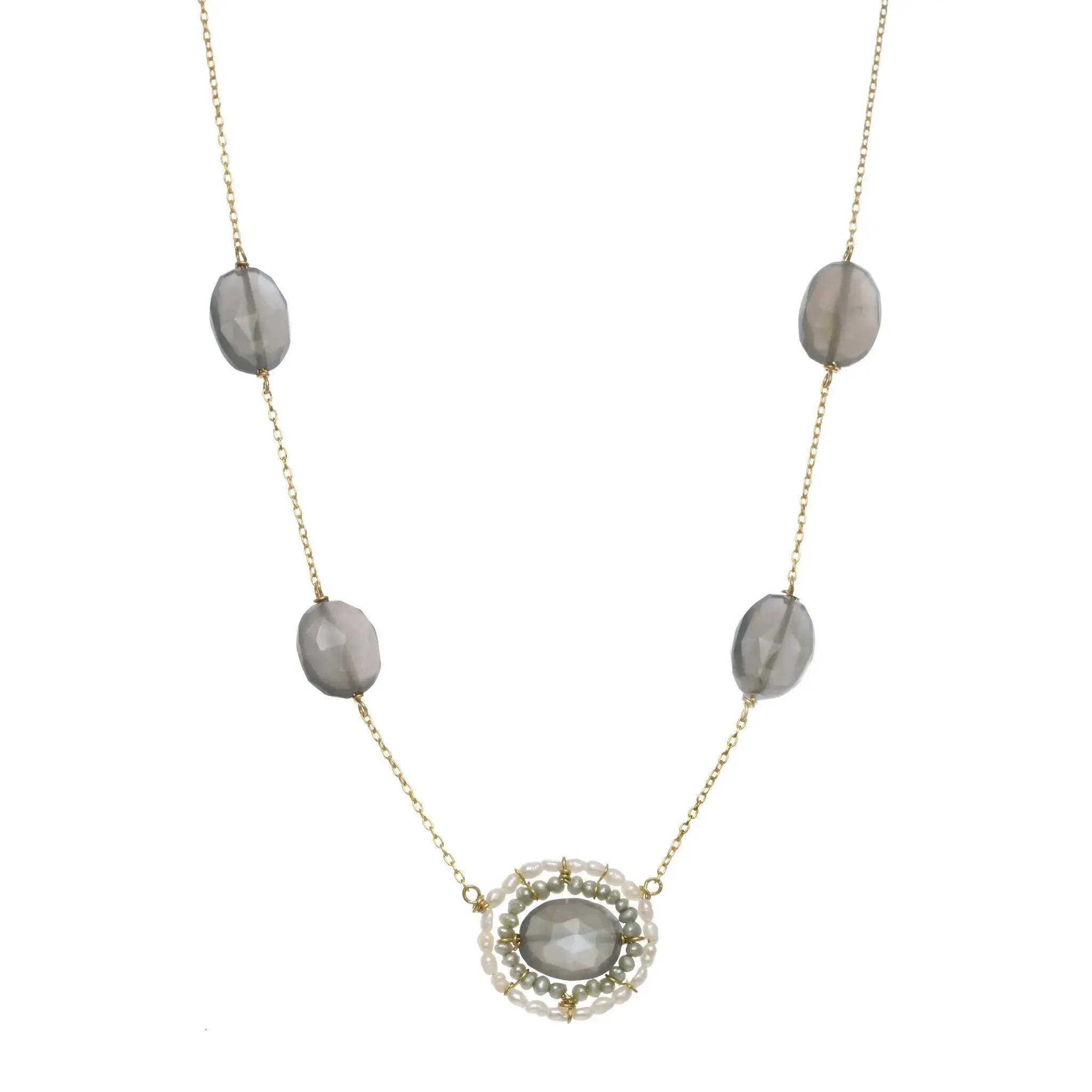 Grey Moonstone Necklace 2518 by Michelle Pressler Jewelry