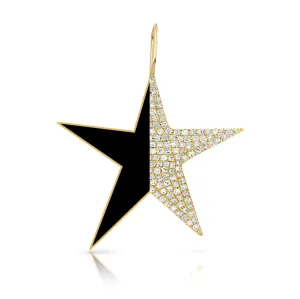 Half Diamond Half Enamel Pave Star Charm
