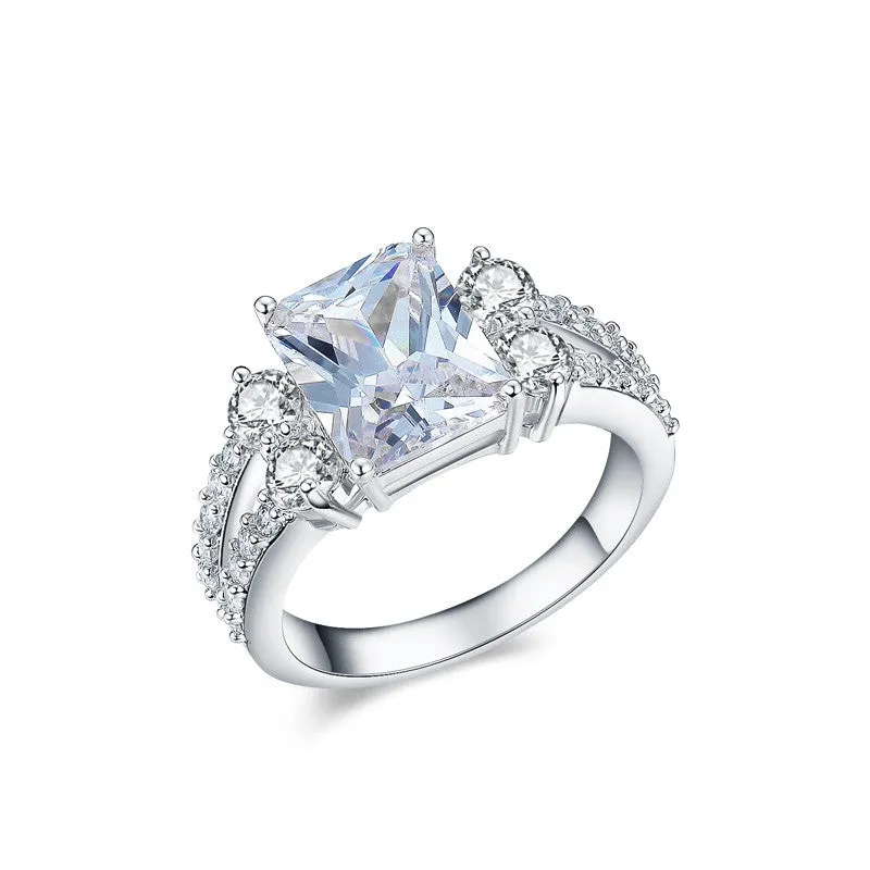 Halo Zirconia Rings For Women Gold Plated and White Gold Plated Bridal Engagement Ring