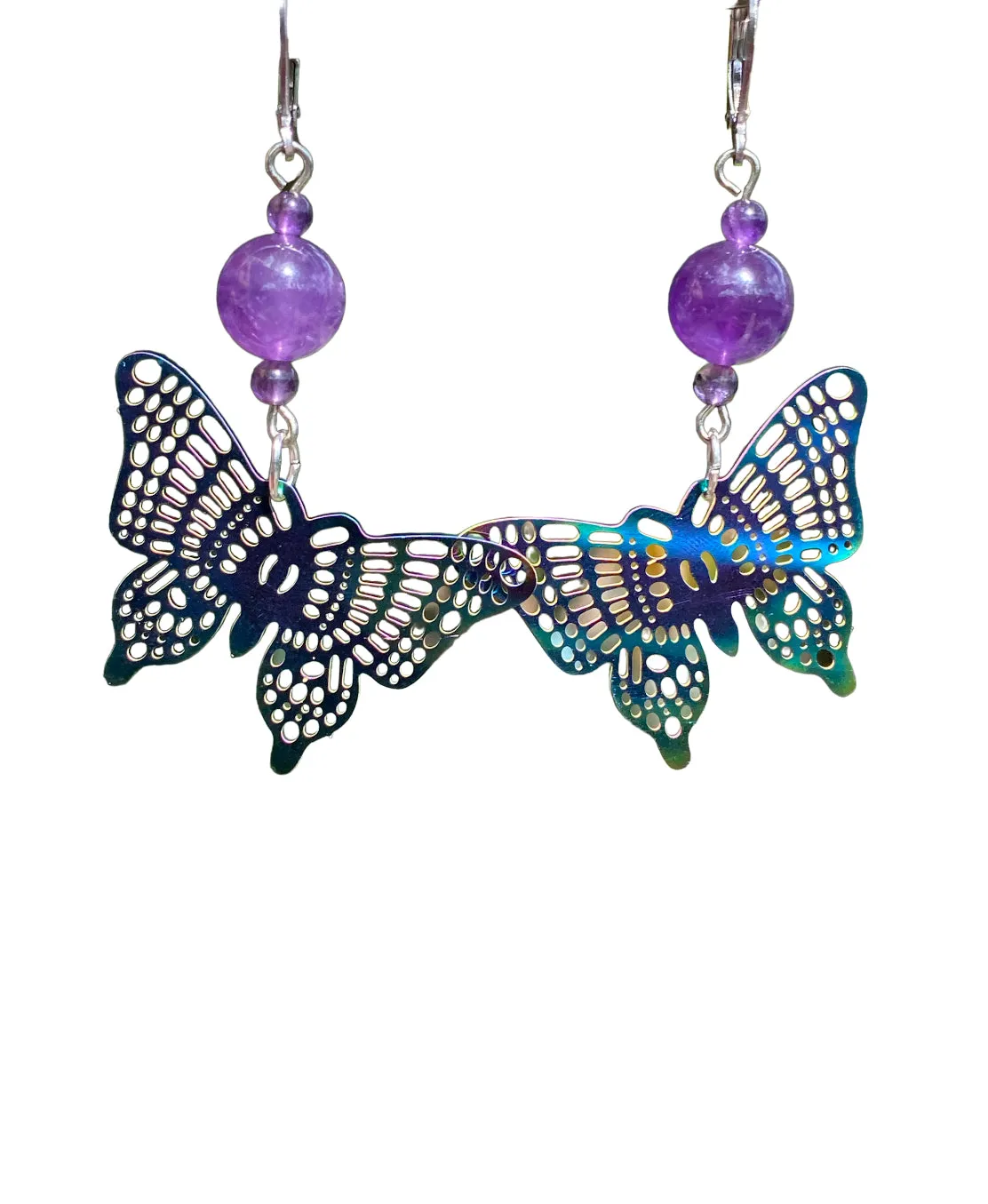 Handcrafted Dangle Earrings with Gemstone and Charms