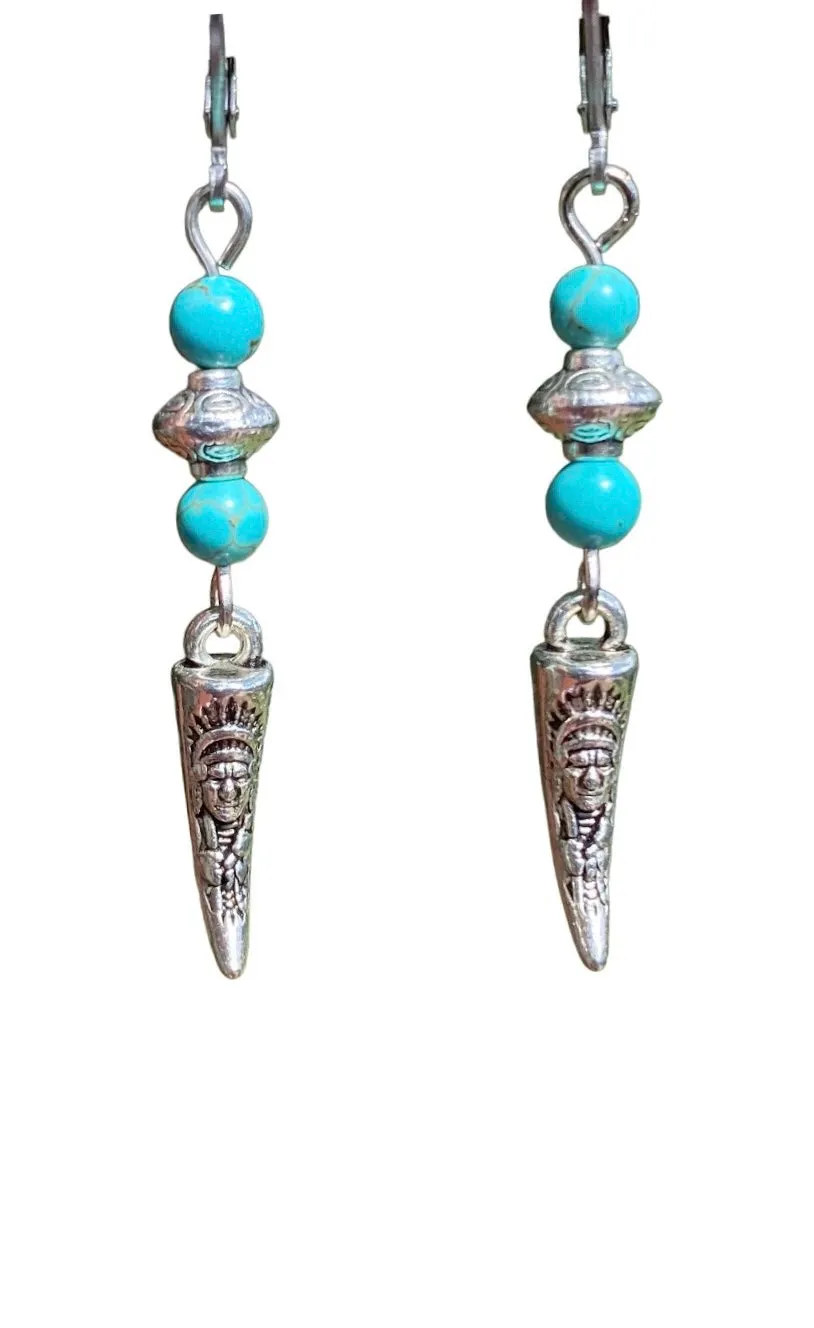 Handcrafted Dangle Earrings with Gemstone and Charms