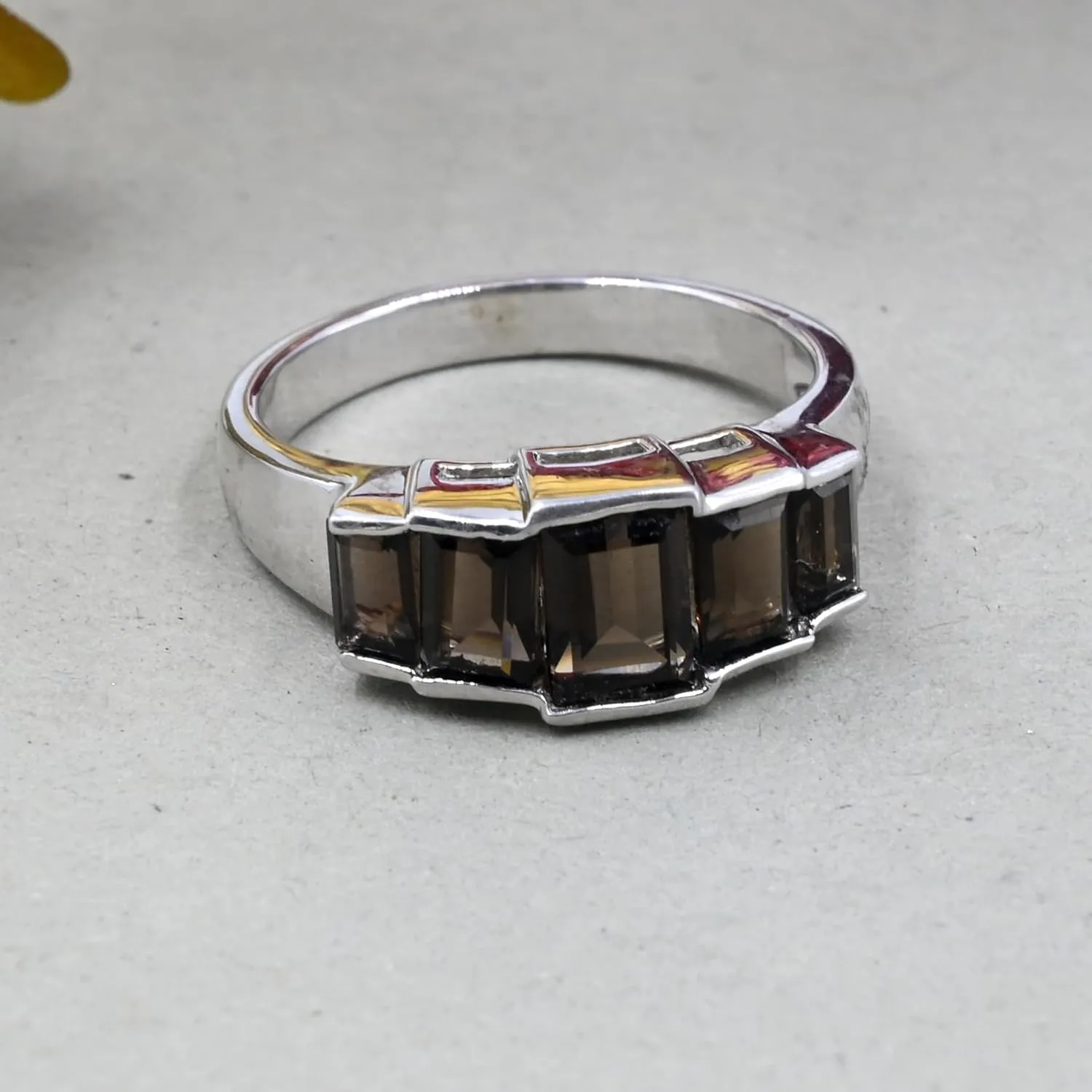 Handmade Smoky Quartz Silver Ring, Solid 925 Sterling Ring, Natural Smoky Quartz Gemstone Ring For Women, Minimal Ring For Her Birthday Gift Jewelry