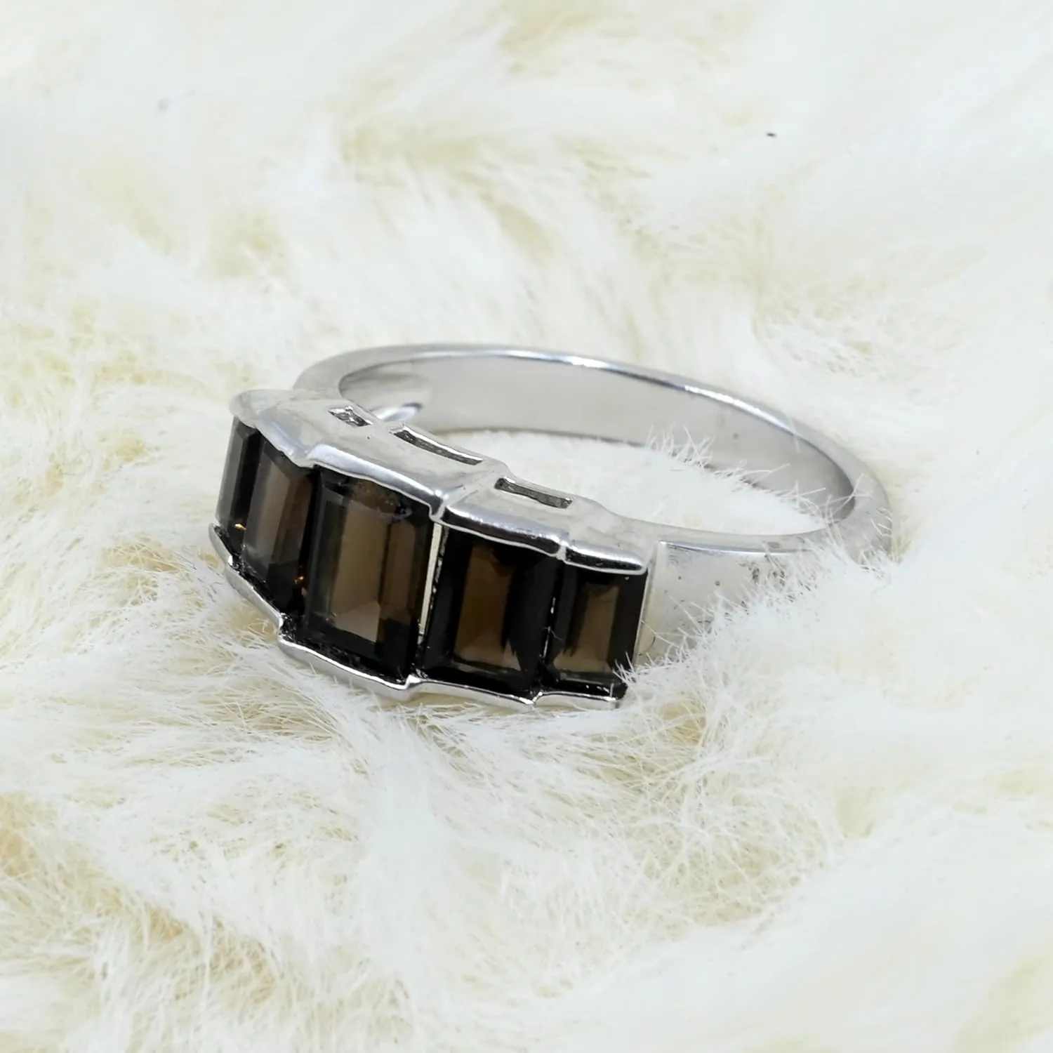 Handmade Smoky Quartz Silver Ring, Solid 925 Sterling Ring, Natural Smoky Quartz Gemstone Ring For Women, Minimal Ring For Her Birthday Gift Jewelry