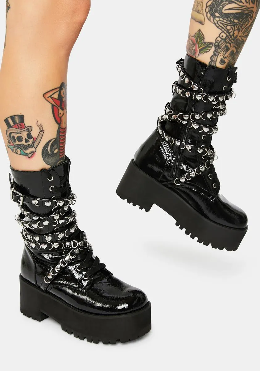 Heart Stealer Strapped Combat Boots