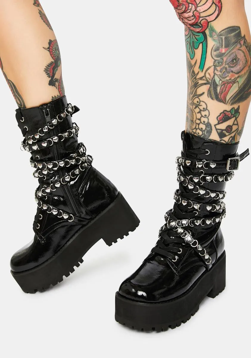 Heart Stealer Strapped Combat Boots