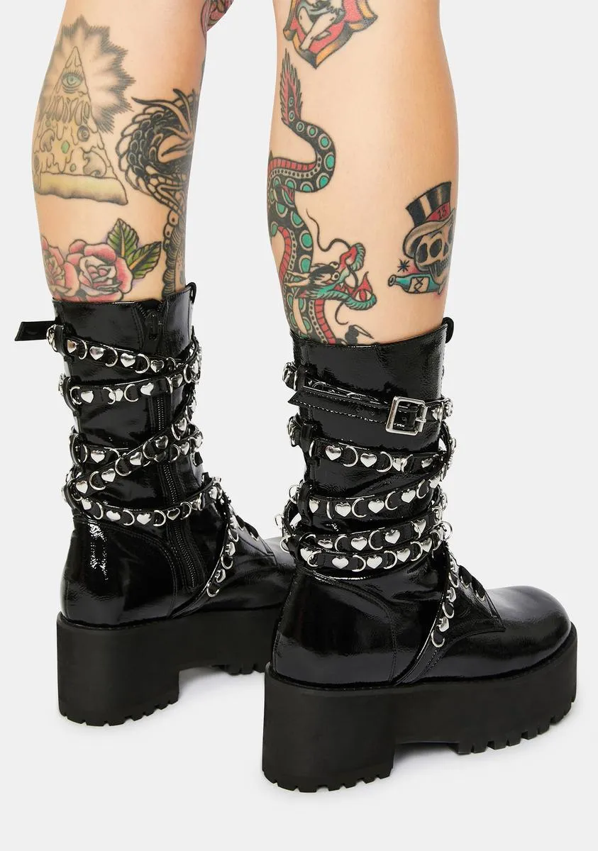 Heart Stealer Strapped Combat Boots