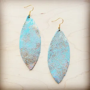 Heavy Metal Turquoise Narrow Leather Oval Earrings