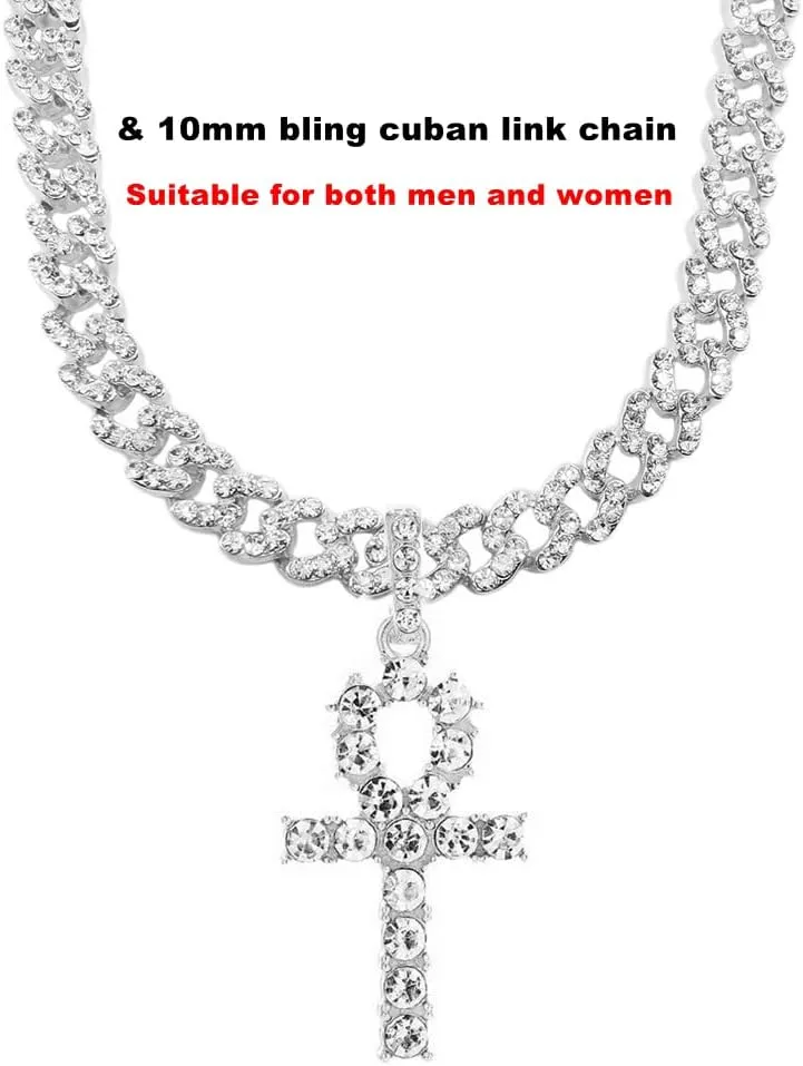 HH BLING EMPIRE Gold/Silver Diamond Cross Pendant Necklace for Men Women-Iced Out Chains with Cross Necklace 24 Inch